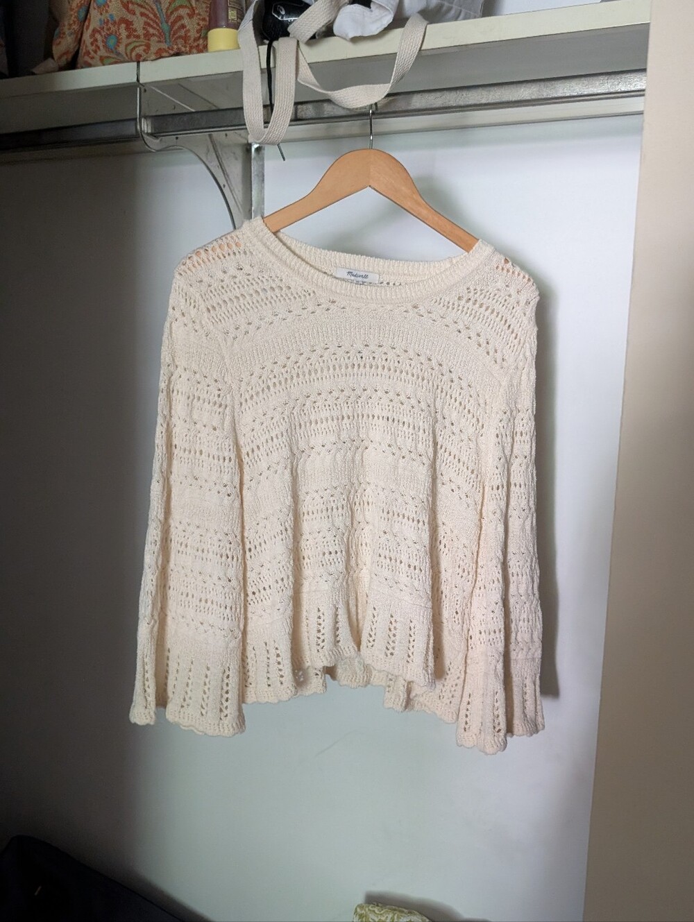 Madewell NWT Crochet Balloon Sleeve Sweater